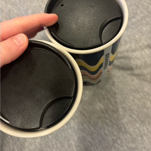 Blue Yellow White Pink Starbucks Ceramic Travel Mugs - Picture 4 of 4